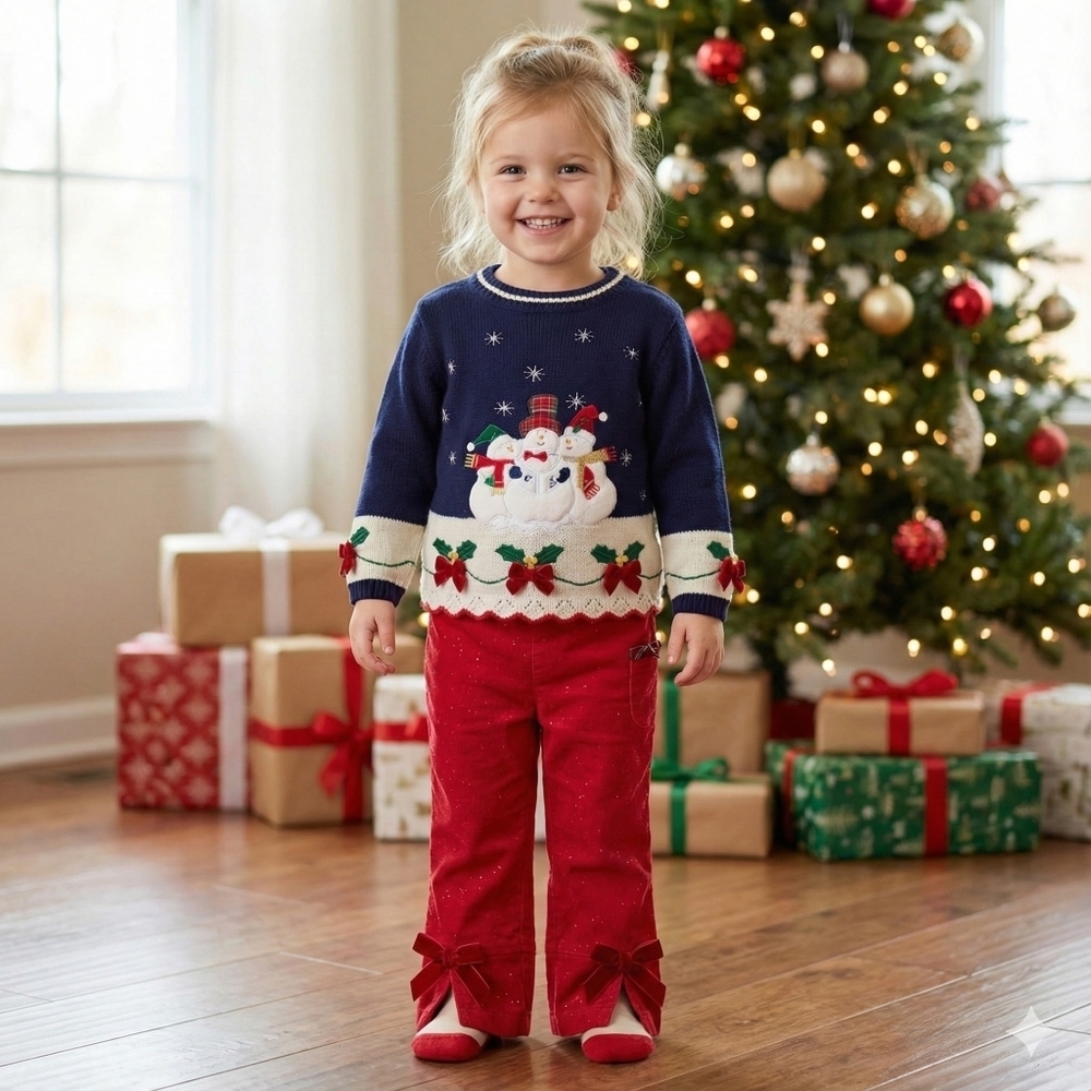 Vintage B.T. Kids Girls Sweater & Pants Set Holiday Size 3T